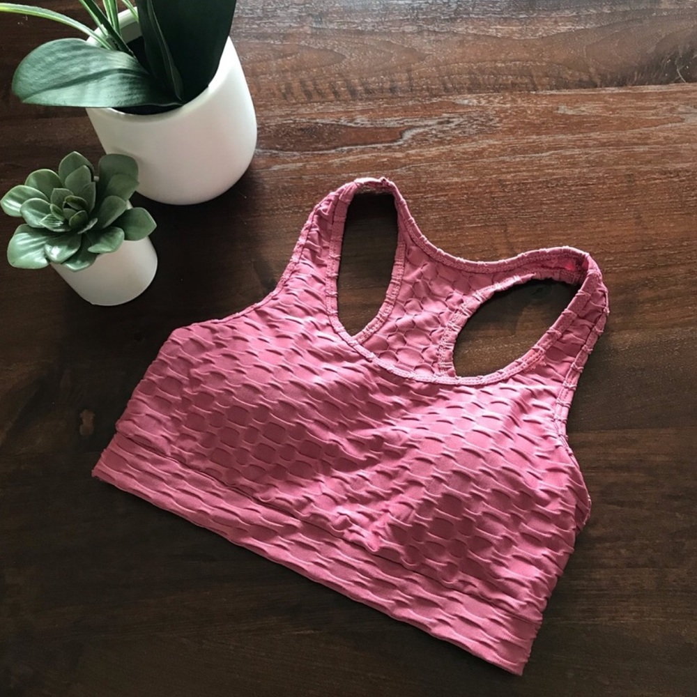 Pink Jacquard Sports Bra - Sizes S - L